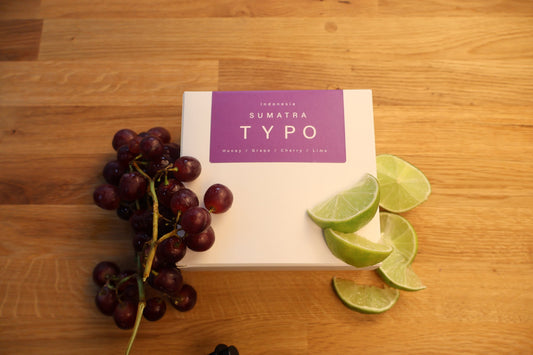 Sumatra coffee box with grape and lime tasting notes