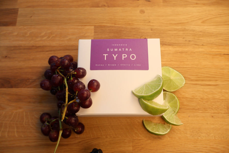 Sumatra coffee box with grape and lime tasting notes