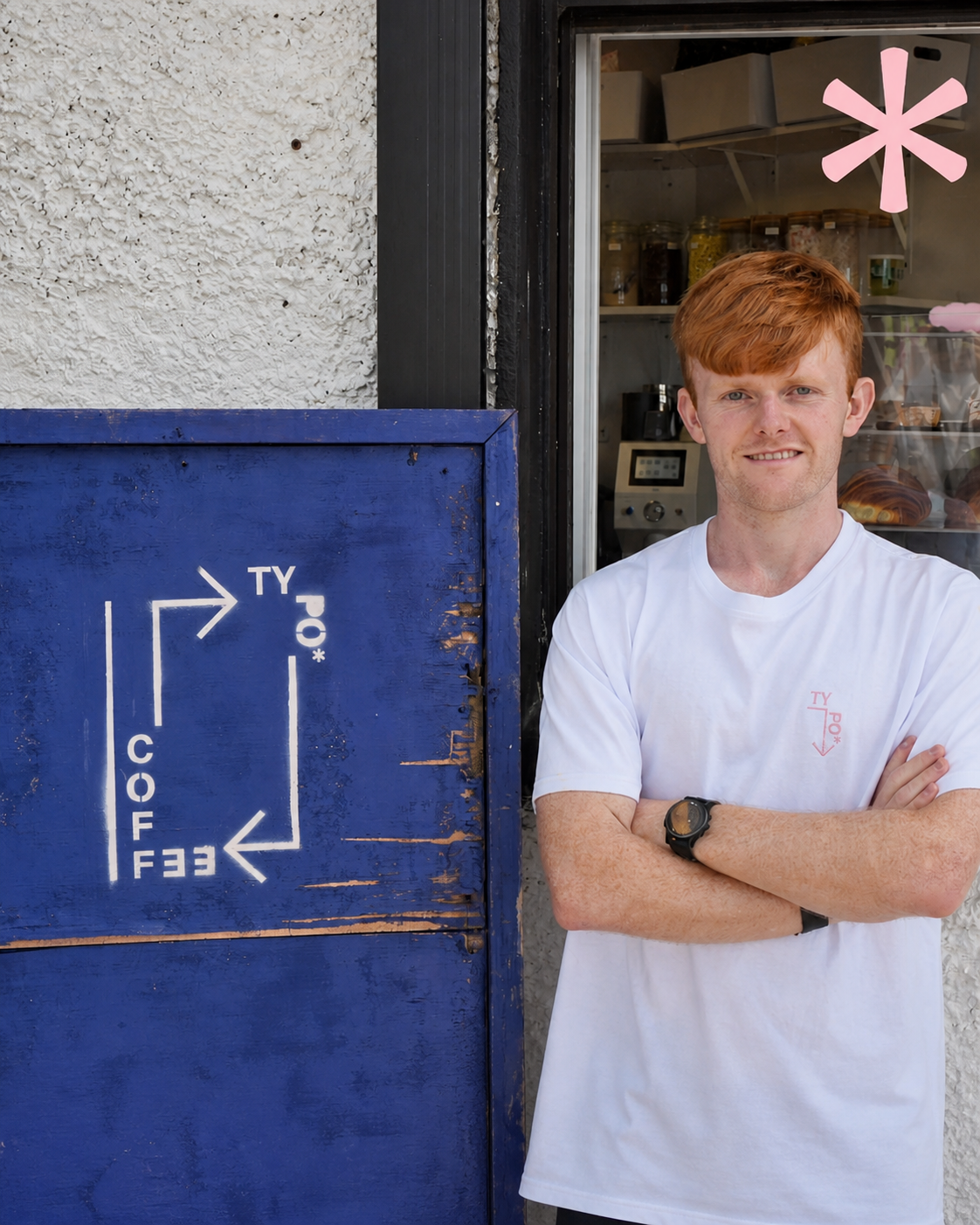 Donal, co-founder of Typo Coffee, at the original Maynooth drive-thru
