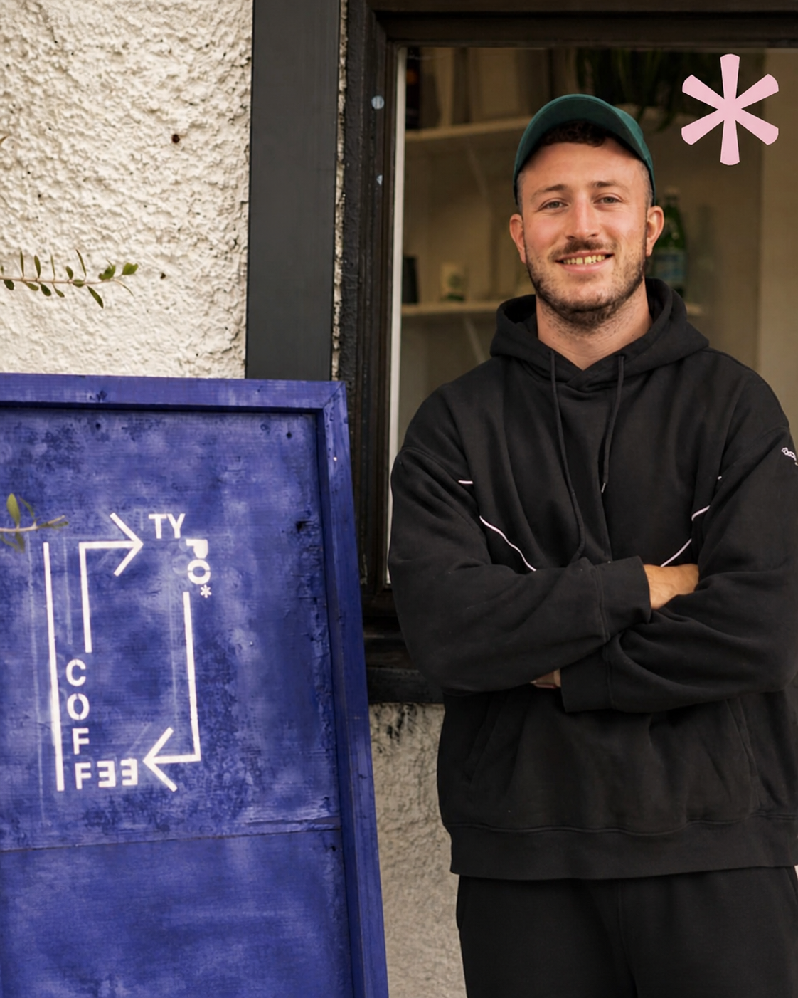 Will, co-founder of Typo Coffee, at the original Maynooth drive-thru