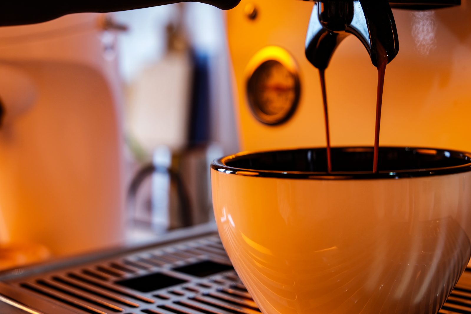 Espresso flowing into a cup at Typo