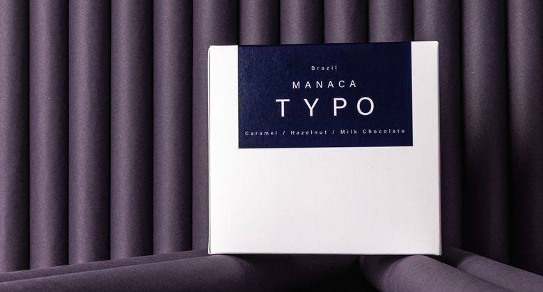 Typo Manaca coffee box from Brazil, caramel, hazelnut, milk chocolate