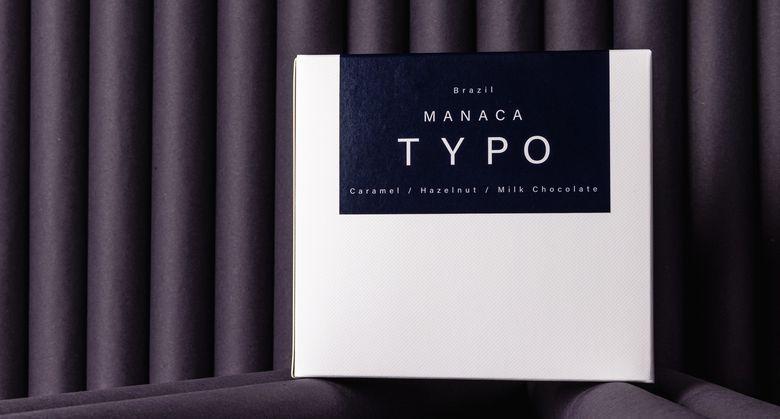 Typo Manaca coffee box from Brazil, caramel, hazelnut, milk chocolate